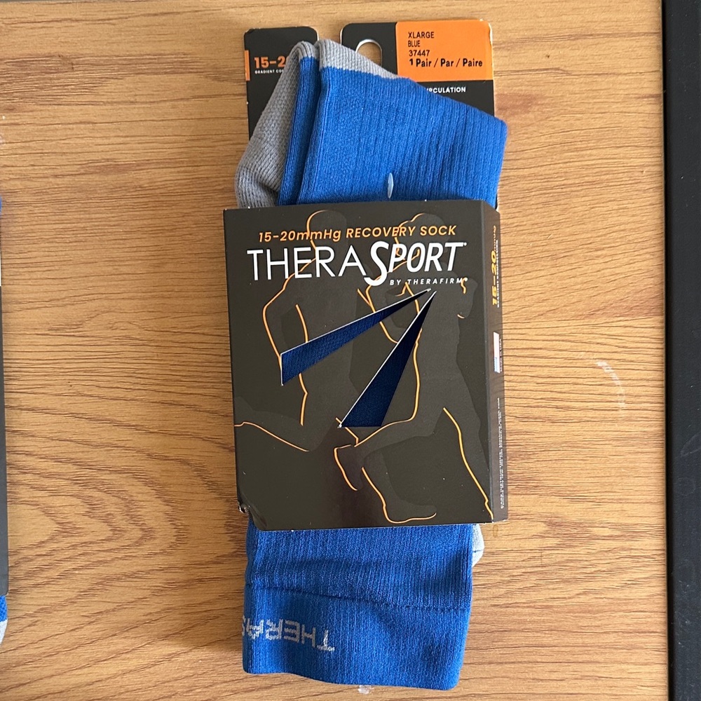Blue and Gray Athletic Recovery Socks